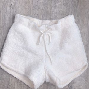 White fuzzy shorts!